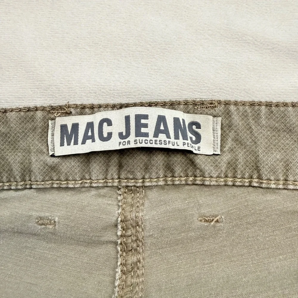 MAC Jeans Arne Pipe Mens 38x32 Slim Fit Pants Olive Taupe German Designed EUC‎
